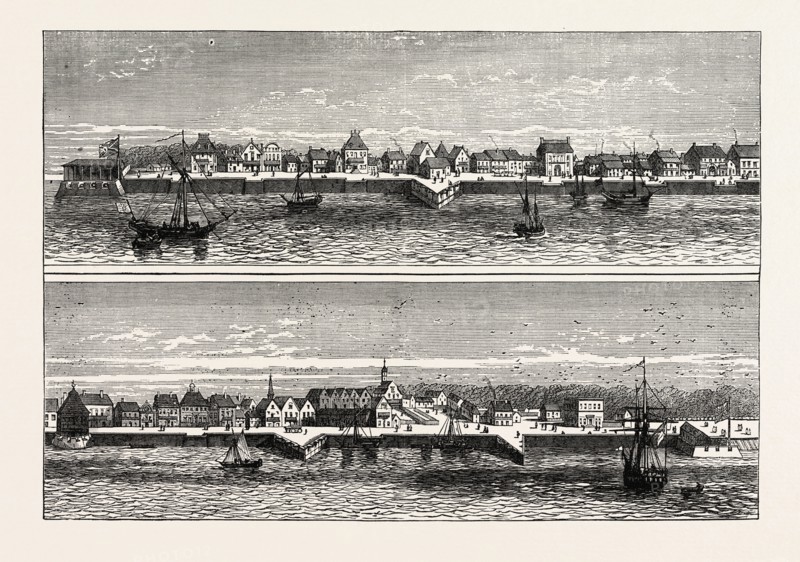 OLD VIEW OF CHARLESTOWN, UNITED STATES OF AMERICA, US, USA, 1870s engraving