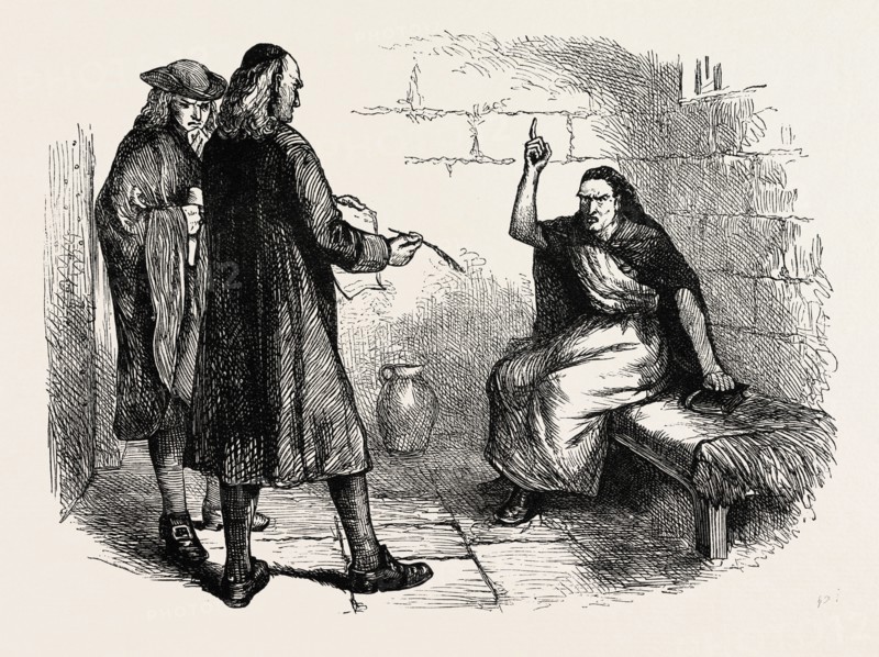 MARTHA CORY AND HER PERSECUTORS, US, USA, 1870s engraving