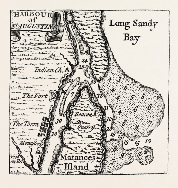 HARBOUR OF ST. AUGUSTINE, US, USA, 1870s engraving