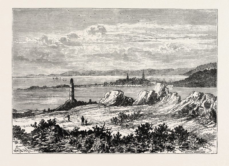 LOUISBURG, CAPE BRETON, CANADA, 1870s engraving