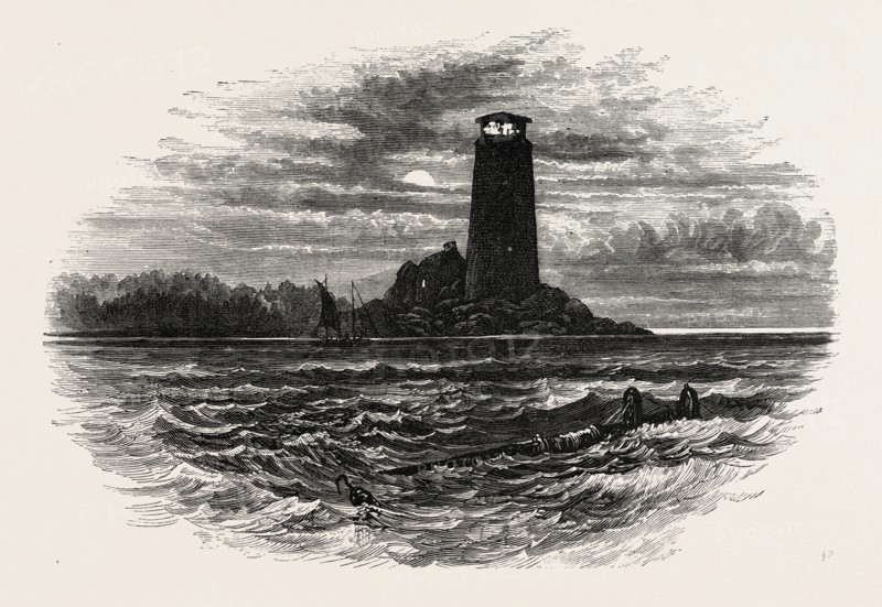 CANSEAU POINT, NORTH AMERICA, US, USA, 1870s engraving