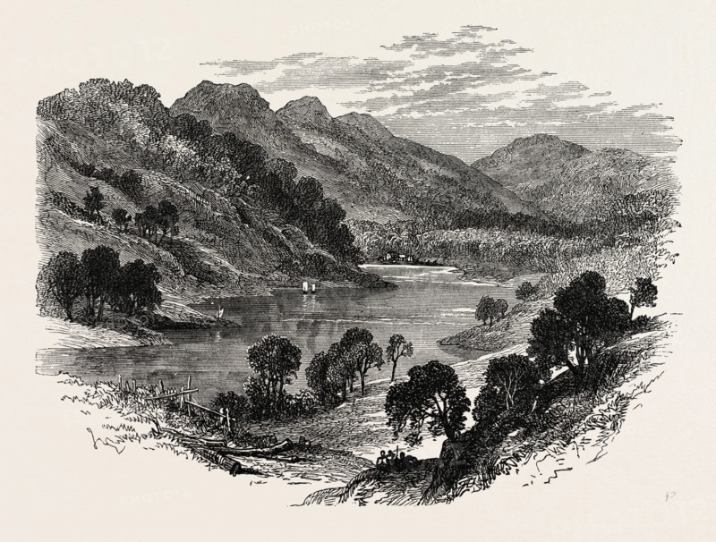 VIEW IN ACADIE, CANADA, 1870s engraving