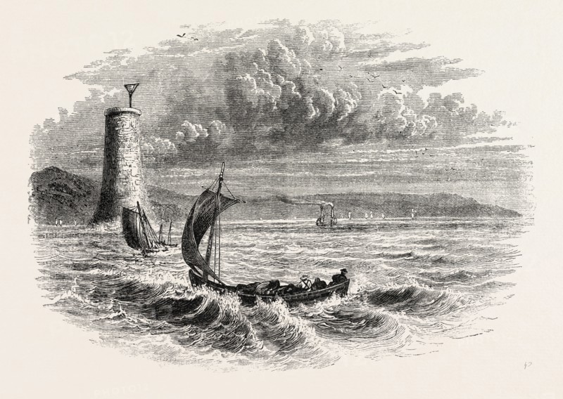 VIEW ON LAKE ONTARIO, NORTH AMERICA, US, USA, 1870s engraving