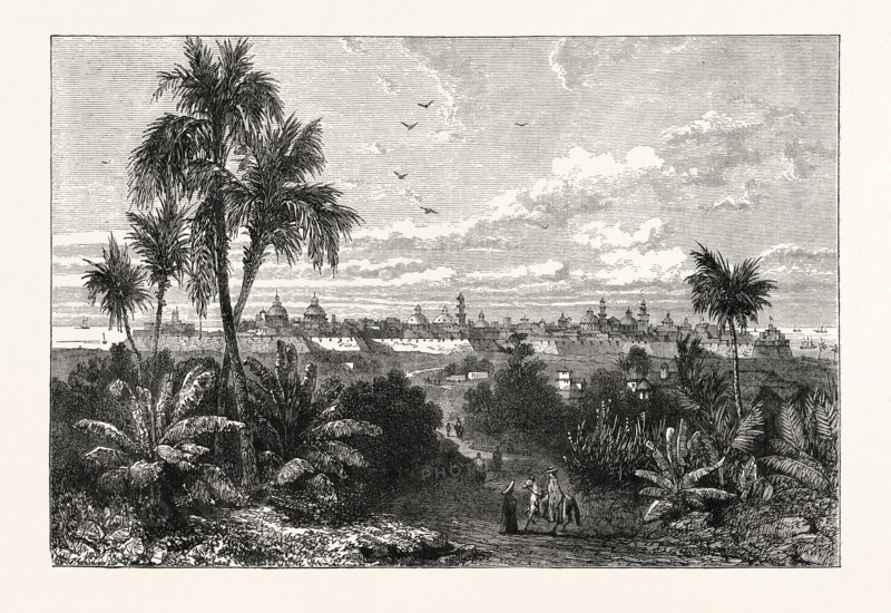 THE CITY OF VERA CRUZ, MEXICO, 1870s engraving
