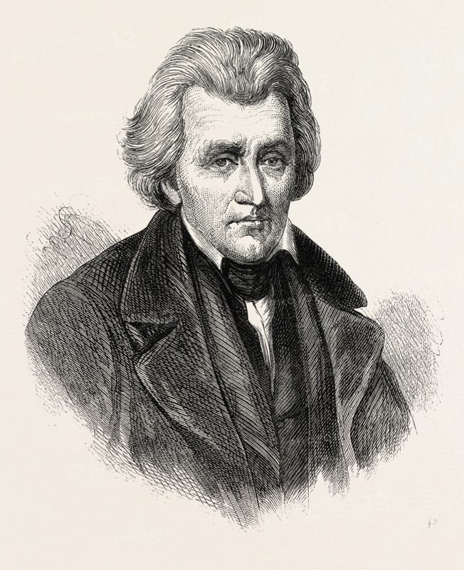 PRESIDENT JACKSON, He was the seventh President of the United States, US, USA, 1870s engraving