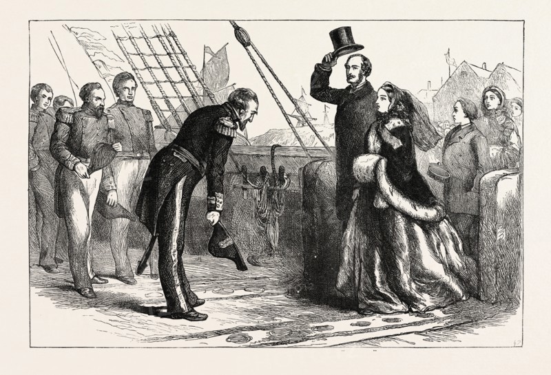 VISIT OF QUEEN VICTORIA AND PRINCE ALBERT TO THE SHIP RESOLUTE, 1870s engraving