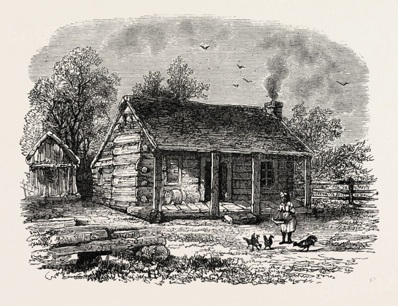 EARLY HOME OF ABRAHAM LINCOLN, GENTRYVILLE, INDIANA, UNITED STATES OF AMERICA, US, USA, 1870s engraving