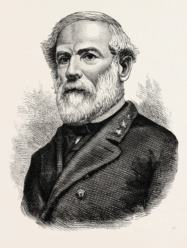 GENERAL ROBERT EDMUND LEE, He was a career military officer who is best known for having commanded the Confederate Army of Northern Virginia in the American Civil War. UNITED STATES OF AMERICA, US, USA, 1870s engraving