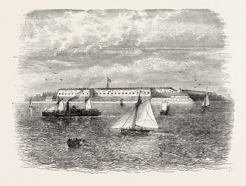 FORT WARREN, UNITED STATES OF AMERICA, US, USA, 1870s engraving