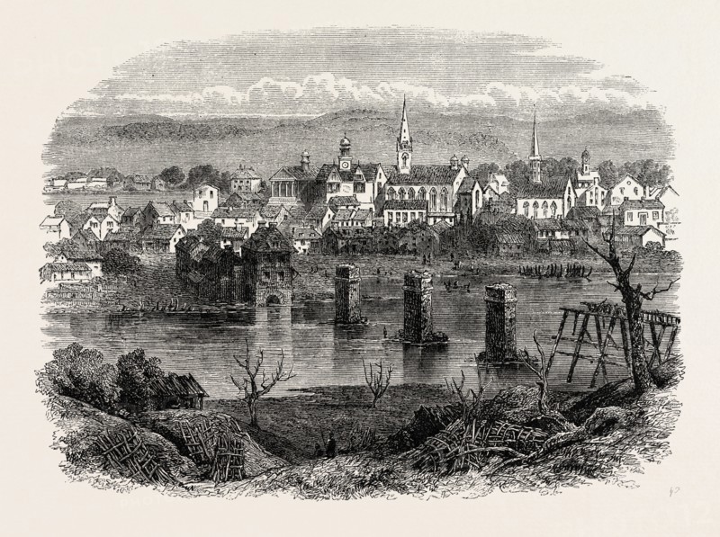 FREDERICKSBURG, VIRGINIA, UNITED STATES OF AMERICA, US, USA, 1870s engraving