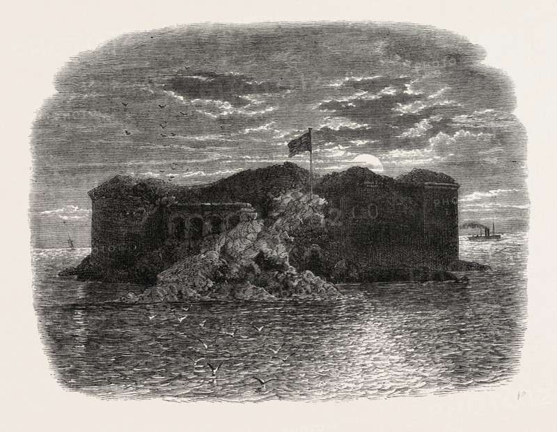 FORT SUMTER IN RUINS, AMERICAN CIVIL WAR, UNITED STATES OF AMERICA, US, USA, 1870s engraving
