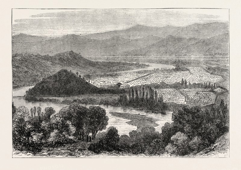 FEDERAL LINES AT CHATTANOOGA, AMERICAN CIVIL WAR, UNITED STATES OF AMERICA, US, USA, 1870s engraving
