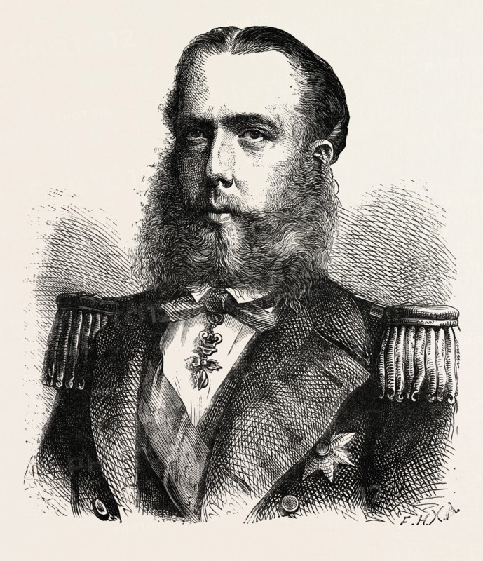 THE EMPEROR MAXIMILIAN, He was the only monarch of the Second Mexican Empire, MEXICO, 1870s engraving