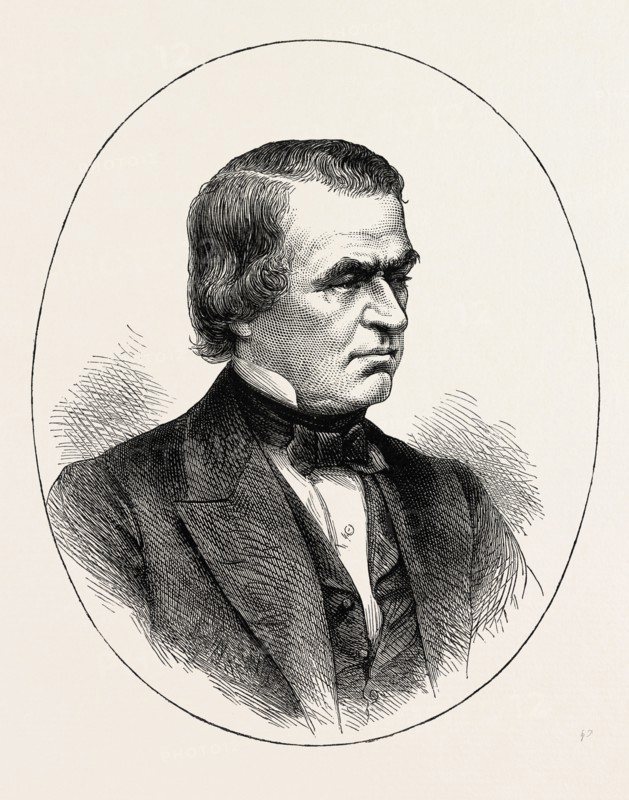 ANDREW JOHNSON, He was the 17th President of the United States, US, USA, 1870s engraving