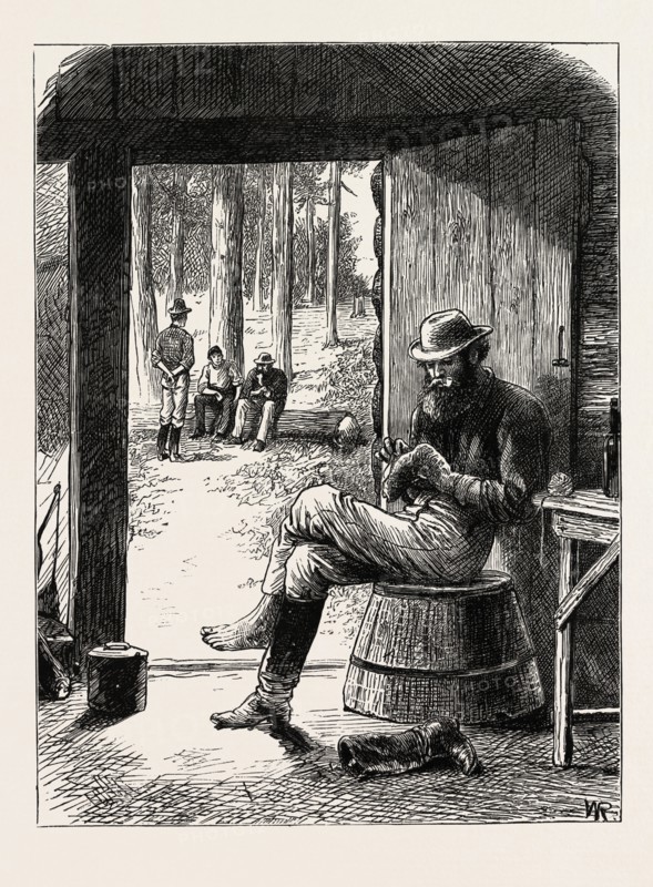 MENDING ONE'S OWN STOCKING, GOLD IN CANADA, EMIGRANT LIFE