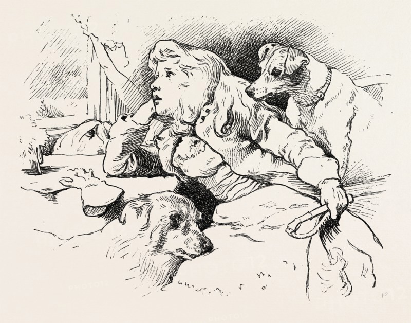 ONLY A SHOWER. Burton Barber, M., engraving 1884