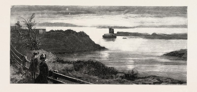 THE ARK AT TIER MOORINGS IN GRANTON QUARRY, NEAR EDINBURGH, engraving 1884, UK, britain, british, europe, united kingdom, great britain, european