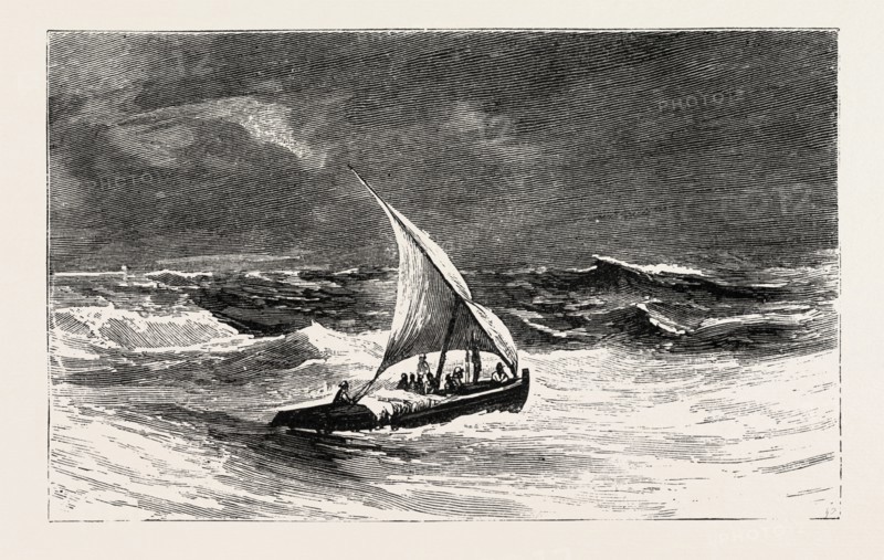 AND SMUGGLED ACROSS TO JEDDAH IN A SLAVE DHOW, engraving 1884, SLAVE TRADE, SLAVE, SLAVERY, SLAVES, SOCIAL ISSUE, SOCIAL ISSUES