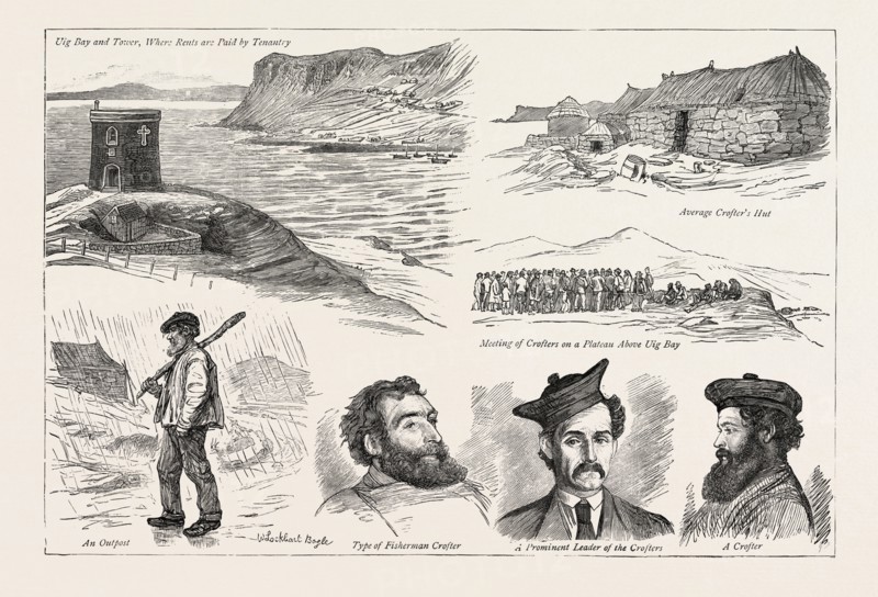 THE SKYE CROFTERS, ENGRAVING 1884, UK, britain, british, europe, united kingdom, great britain, european