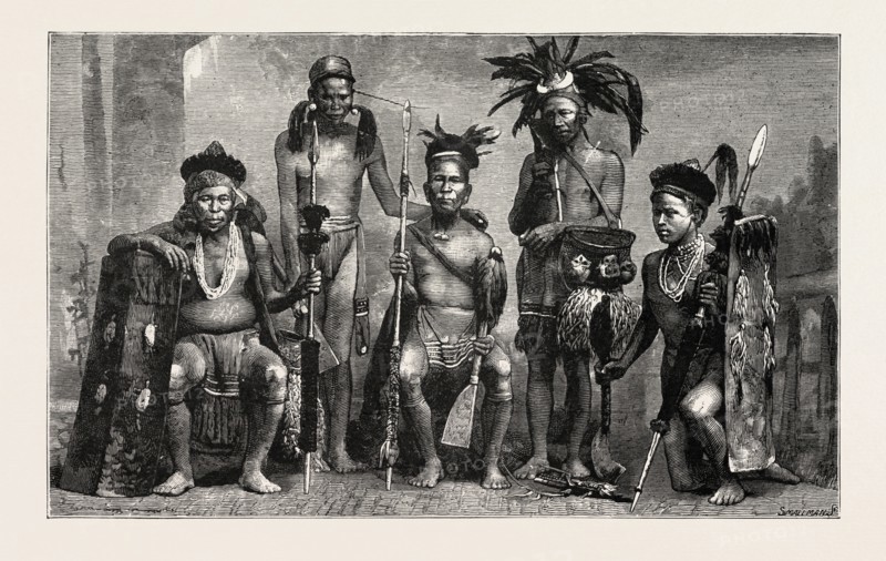 GROUP OF BAUPARA NAGAS, FROM THE EASTERN FRONTIER OF INDIA, ENGRAVING 1884