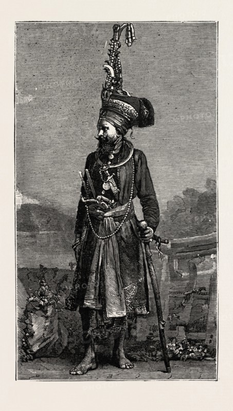 BAUPARA NAGAS, FROM THE EASTERN FRONTIER OF INDIA, ENGRAVING 1884
