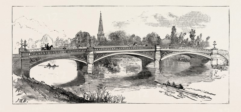 THE NEW BRIDGE BEDFORD, ENGRAVING 1884, UK, britain, british, europe, united kingdom, great britain, european