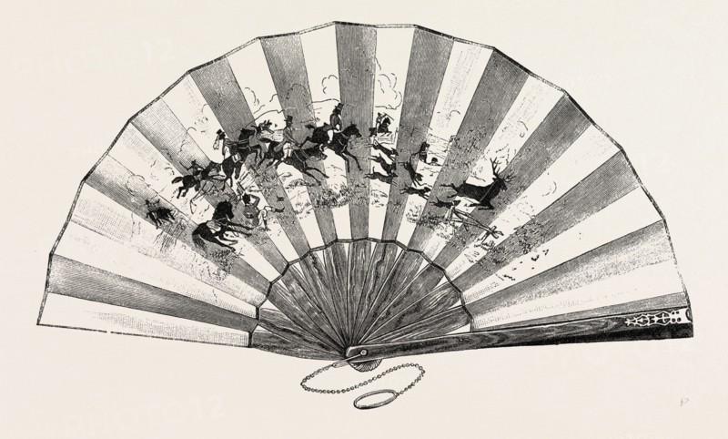 MODERN HUNTING FAN , ENGRAVING 1882