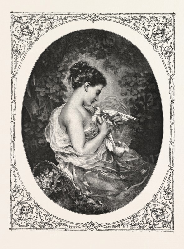 THE MESSENGER OF LOVE , ENGRAVING 1882