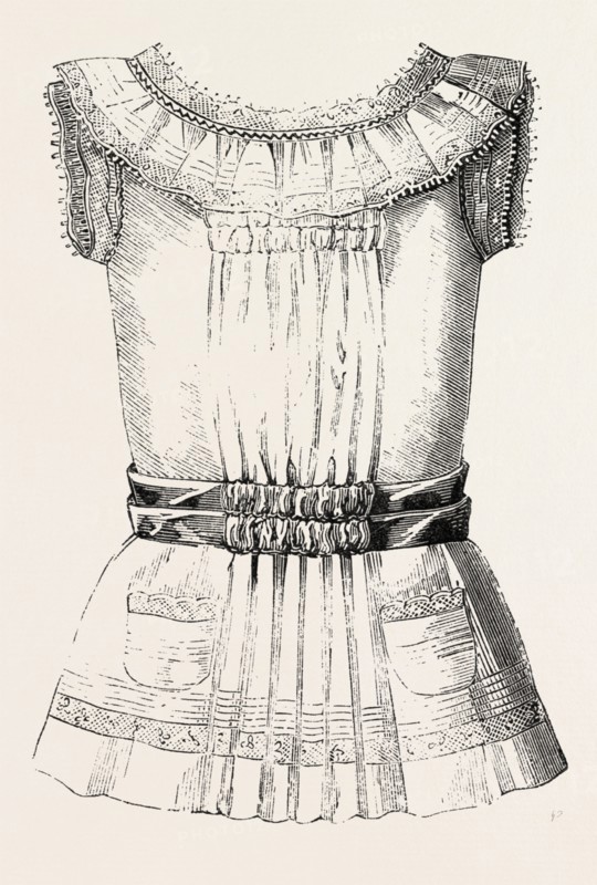 CHILD'S OVERALL PINAFORE, Front, 1882, FASHION