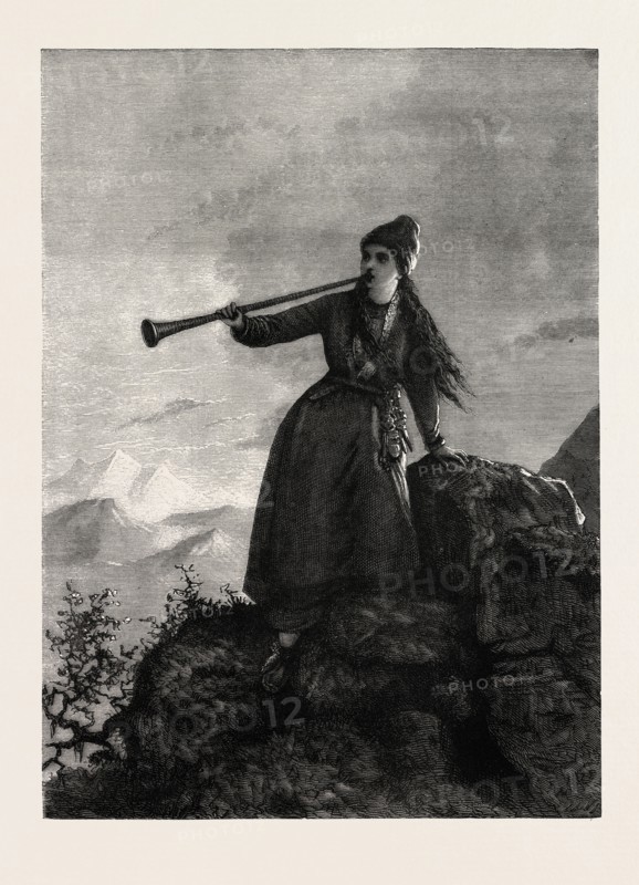 LAPPONIAN PEASANT GIRL, ENGRAVING 1882, EUROPEAN, FINLAND, LAPP