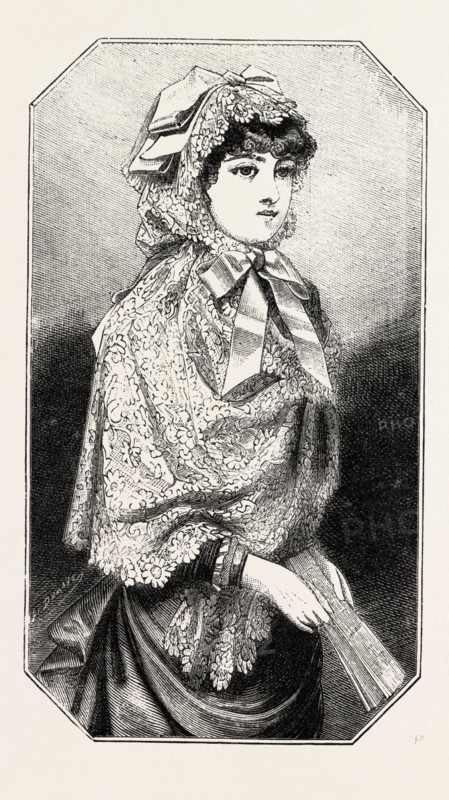 LACE MANTILLE, FASHION, ENGRAVING 1882