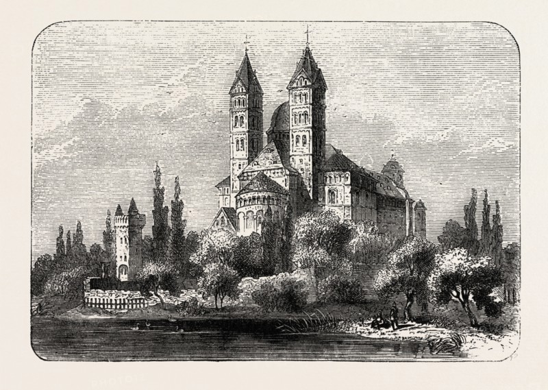 The Cathedral at Speyer  Germany,  ENGRAVING 1882