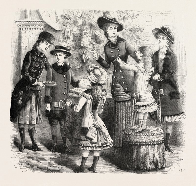 WINTER COSTUMES FOR CHILDREN, FASHION, ENGRAVING 1882