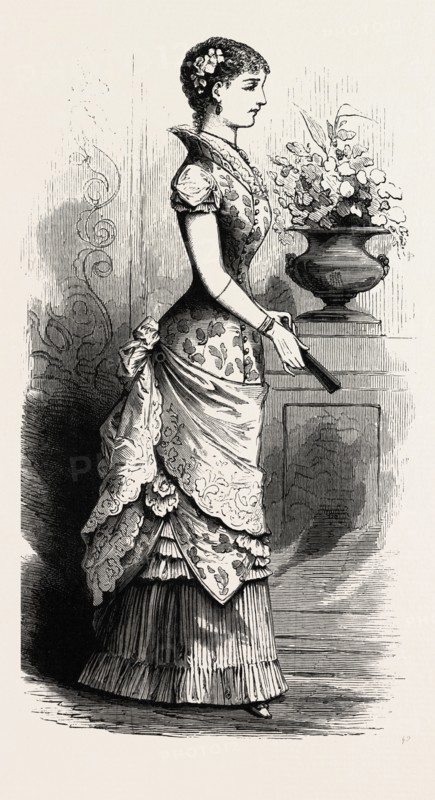EVENING DRESS,  FASHION, ENGRAVING 1882