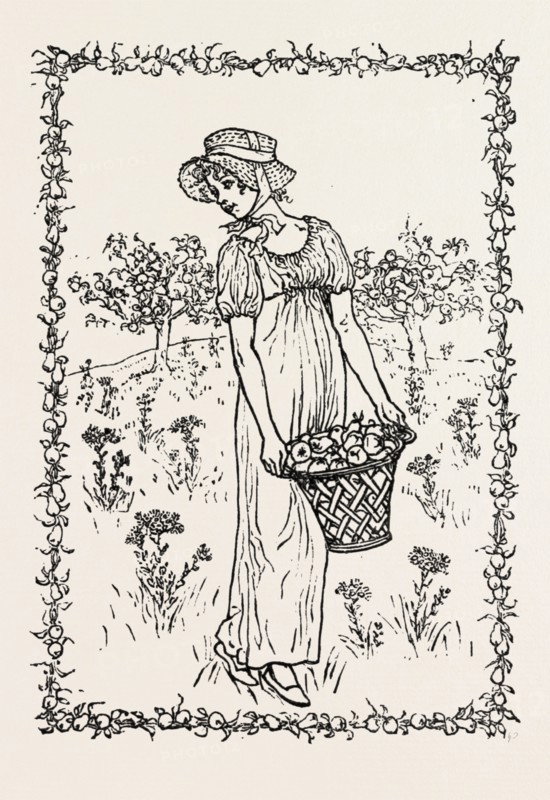 Autumn. From Kate Greenaway's Almanac, ENGRAVING 1882