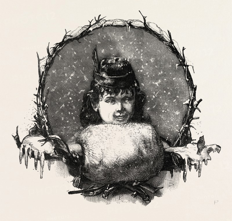 Well Protected, muff, fashion, winter, ENGRAVING 1882