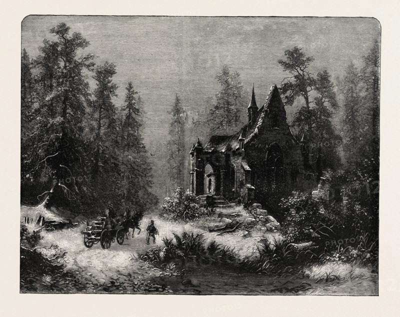 WINTER EVENING, engraving 1882