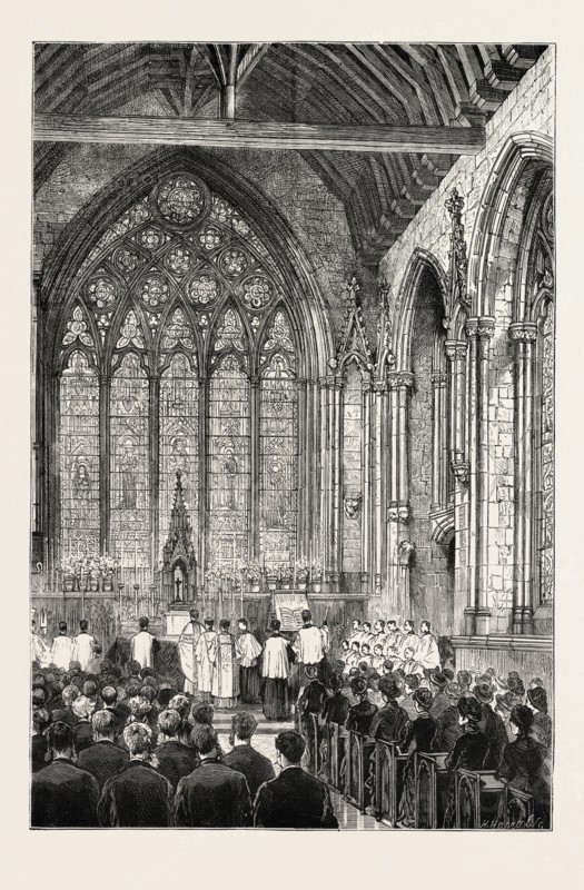 CHAPEL OF ST. ETHELDREDA, ELY CHAPEL, HOLBORN, LONDON, U.K., ENGRAVING 1879, UK, britain, british, europe, united kingdom, great britain, european