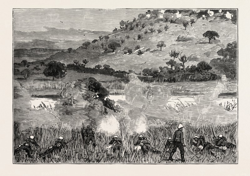 UMVOLOSI RIVER, THE ZULU WAR, ENGRAVING 1879