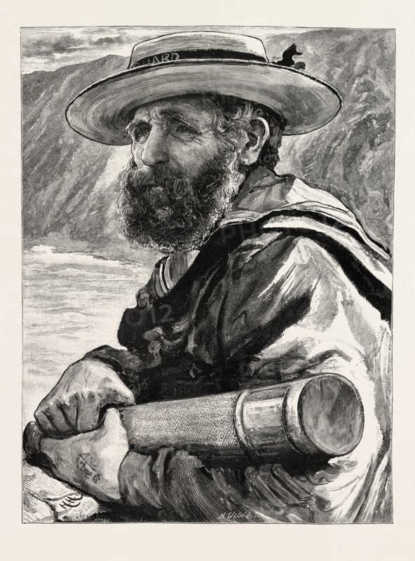 THE COAST GUARDS MAN, BY HUBERT HERKOMER, ENGRAVING 1879, UK, britain, british, europe, united kingdom, great britain, european