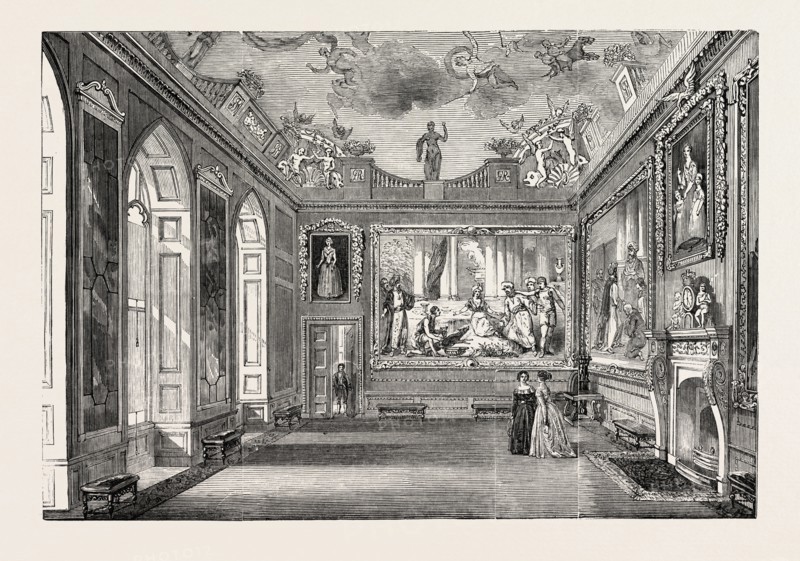 WINDSOR CASTLE: THE QUEEN'S PRESENCE CHAMBER, UK, 1851 engraving