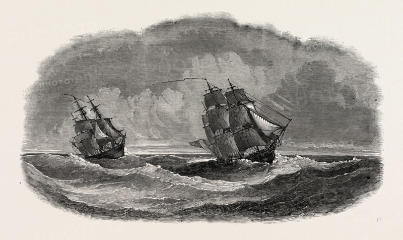 THE EXPERIMENTAL SQUADRON, CONSISTING OF PHAETON AND ARETHUSA, 1851 engraving