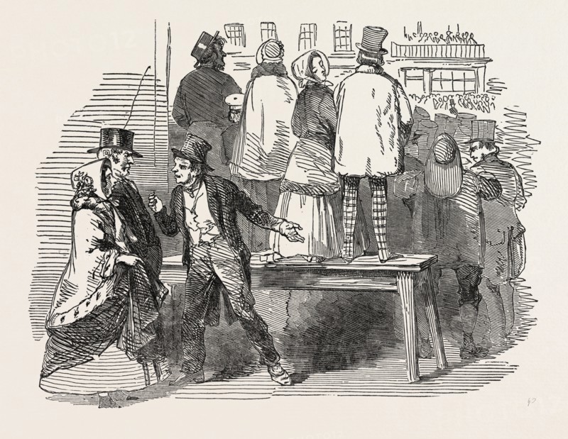 OPENING OF PARLIAMENT: SKETCH FROM THE LINE OF THE PROCESSION, STANDS TO LET, LONDON, UK, 1851 engraving