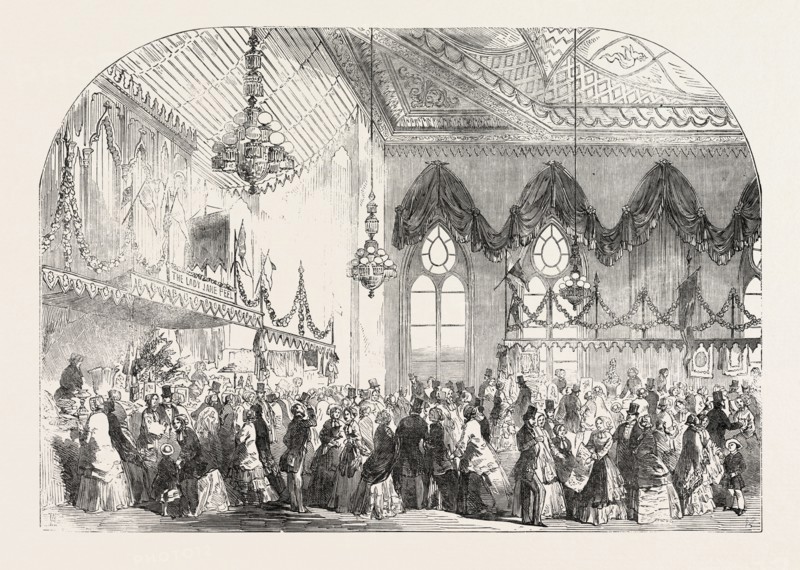 FANCY FAIR IN THE PAVILION, BRIGHTON, FOR THE BENEFIT OF THE BRIGHTON DISPENSARY, UK, 1851 engraving