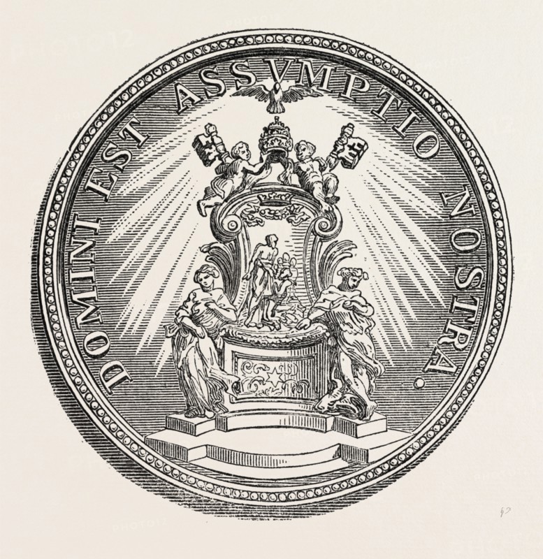 MEDAL OF POPE ALEXANDER VIII, WHOSE PONTIFICATE LASTED FROM 1689 to 1691, 1851 engraving