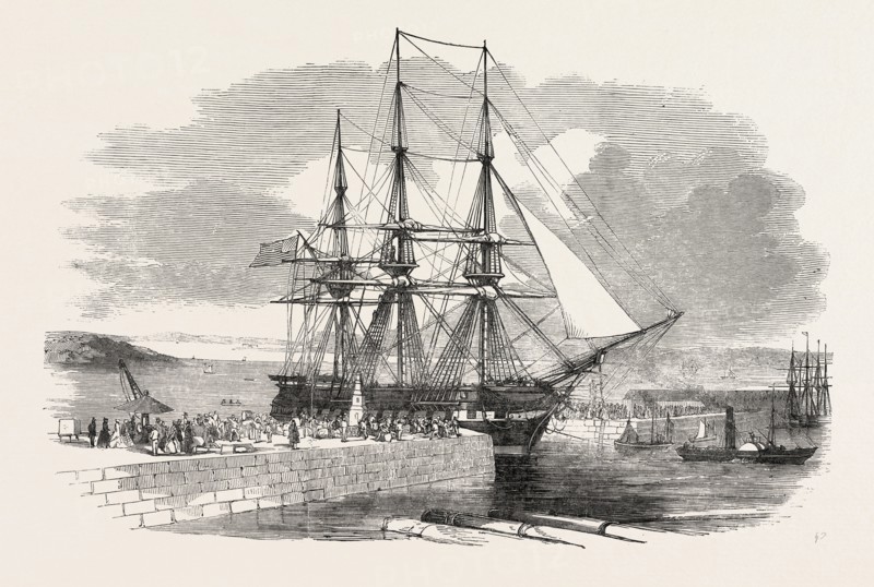 THE ST. LAWRENCE ENTERING SOUTHAMPTON DOCK, UK, 1851 engraving