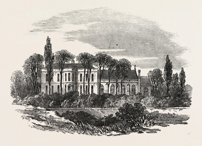 THE LODGE, TAUNTON, UK, 1851 engraving