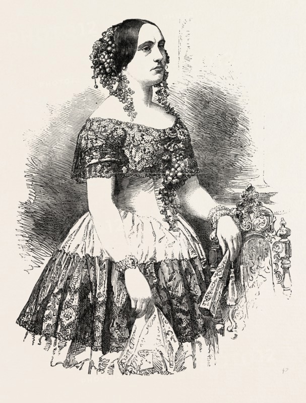 MDLLE. ELENA ANGRI,1821/1824-1886, OF THE ROYAL ITALIAN OPERA, COVENT GARDEN, LONDON, UK, 1851 engraving