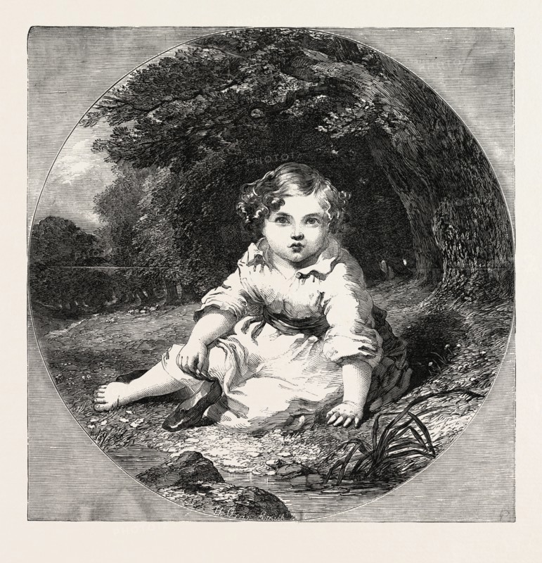PORTRAIT OF MASTER W. INGRAM, PAINTED BY JAMES JOHN HILL,1811-1882, EXHIBITION OF THE SOCIETY OF BRITISH ARTISTS, 1851 engraving