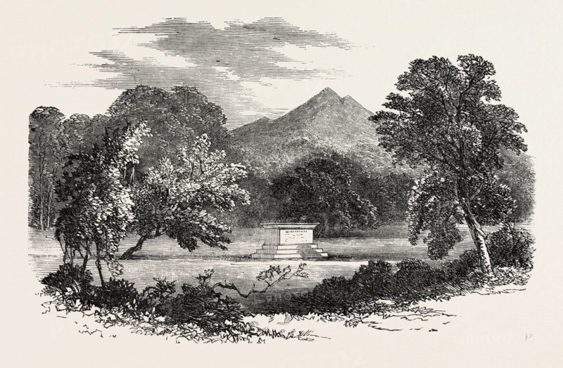 MONUMENT RAISED AT KOHAT BY SIR CHARLES NAPIER, G.C.B., AND THE OFFICERS OF THE 31ST NATIVE INFANTRY, BENGAL, OVER THE REMAINS OF LIEUTENANT W. H. SITWELL, PAKISTAN, KHYBER PAKHTUNKHWA PROVINCE, 1851 engraving